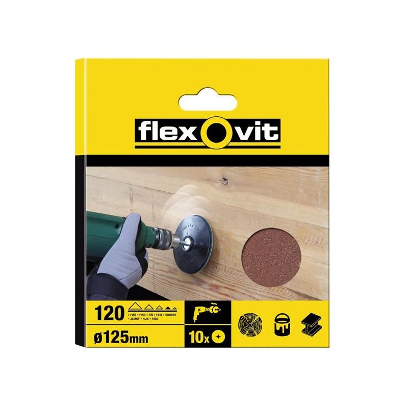 Flexovit Drill Mountable Disc 125mm Medium 80G (Pack 10) Flexovit - Dynamic Drive