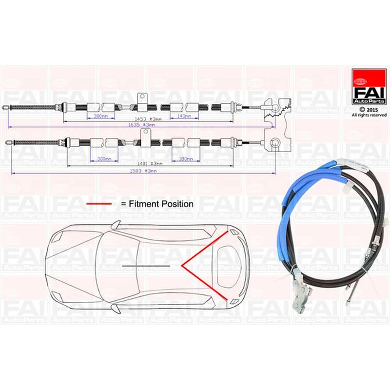FAI Handbrake Cable Left Rear fits Ford Courier Box Body 1996-2003 1.3 1.4 1.8