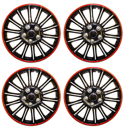 Streetwize 15" Inch Lightening Sports Wheel Cover Trim Set Black With Red Ring