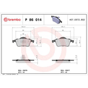 Brembo 4 x Rear Brake Pad Set fits Volvo S60 I 2000-2010 2.0 2.4 2.5