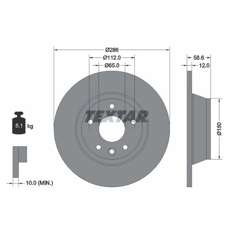 Textar 2 x Solid Rear Brake Discs 92159403-x2