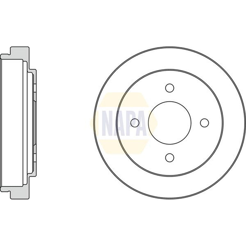 NAPA Brake Drum Assembly Rear fits Nissan Micra II 1992-2003 1.0 1.3 1.4