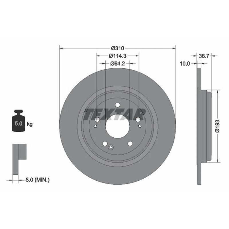 Textar 2 x Solid Rear Brake Discs 92306103-x2