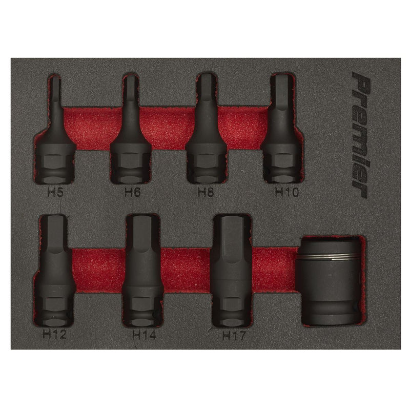 Sealey Impact Hex Socket Bit Set 8pc 3/8"Sq Drive AK5620 Sealey - Dynamic Drive
