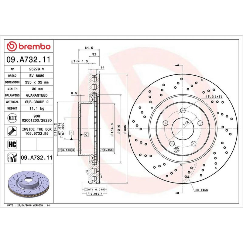 Brembo Front Brake / Discs & Pads fits Mercedes-Benz S-Class 2005-2013