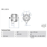 Bosch Car Alternator 12V fits Man Tga 1999-2009
