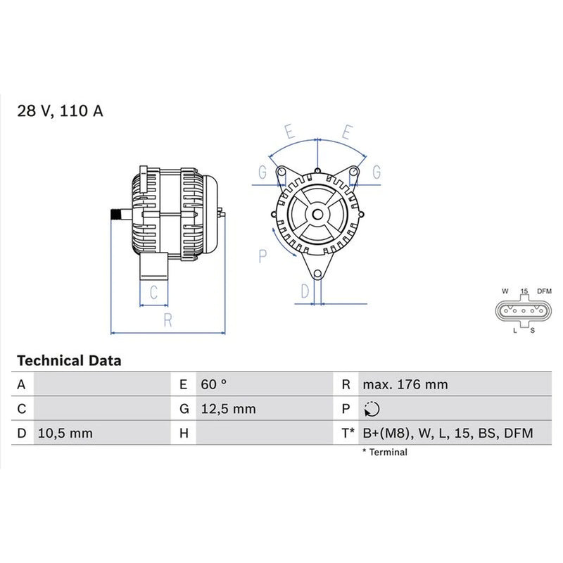 Bosch Car Alternator 12V fits Man Tga 1999-2009