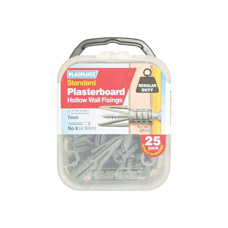 Plasplugs CF 111 Standard Plasterboard Fixings Pack of 25 Plasplugs - Town Tools
