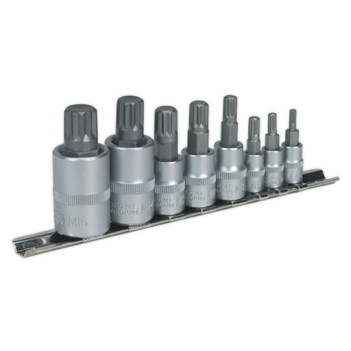 Sealey Spline Socket Bit Set 8pc 1/4" 3/8" & 1/2"Sq Drive AK6214 Sealey - Dynamic Drive