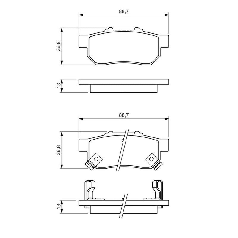 Bosch Front & Rear Pads fits Honda Jazz III 2008-2015 1.2 1.3 1.4