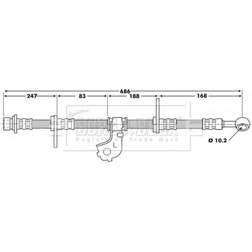 Borg & Beck Brake Hydraulic Hose Line Front Left BBH6697