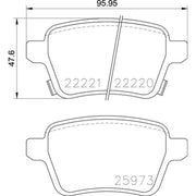 Brembo 4 x Rear Brake Pad Set fits Opel Adam 2012-2019 1.0 1.2 1.4
