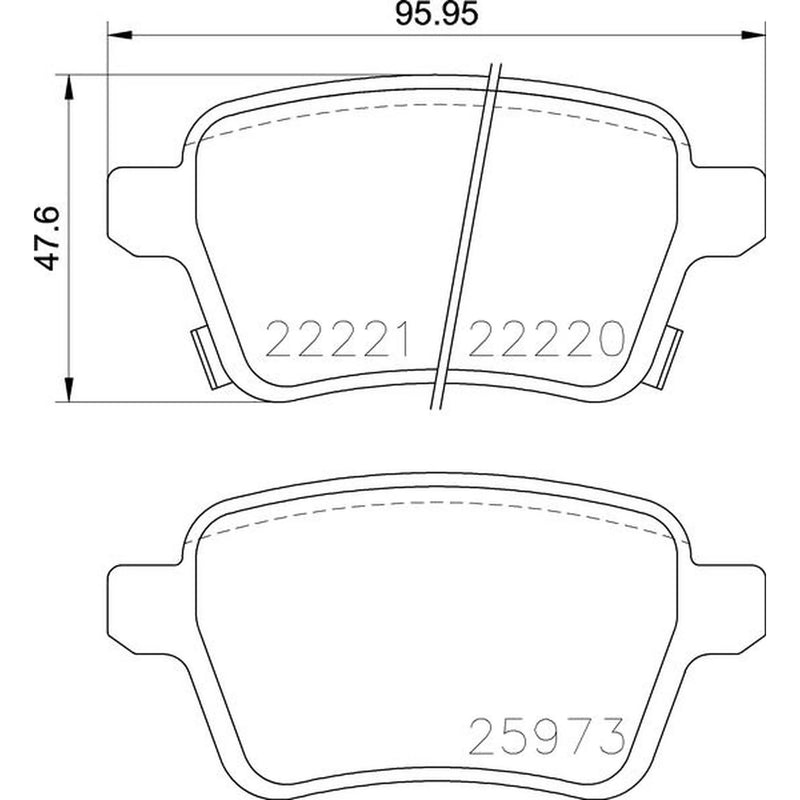 Brembo 4 x Rear Brake Pad Set fits Opel Adam 2012-2019 1.0 1.2 1.4