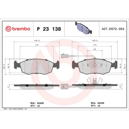 Brembo 4 x Front Brake Pad Set fits Fiat 500 2007 on 1.2