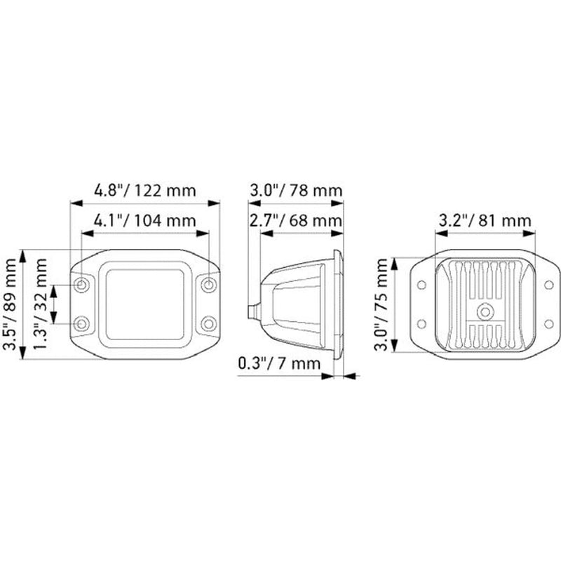 Hella Led Cube Kit 3.2Inch Flood Flush 1FA 1FA 358 176-831 1FA 358 176-831