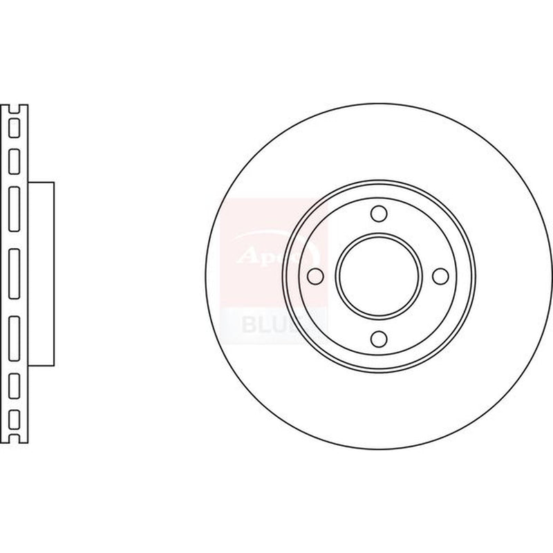 Apec 2 x Vented Brake Discs fits Ford Ecosport 2012-2022 1.0 1.5 1.6