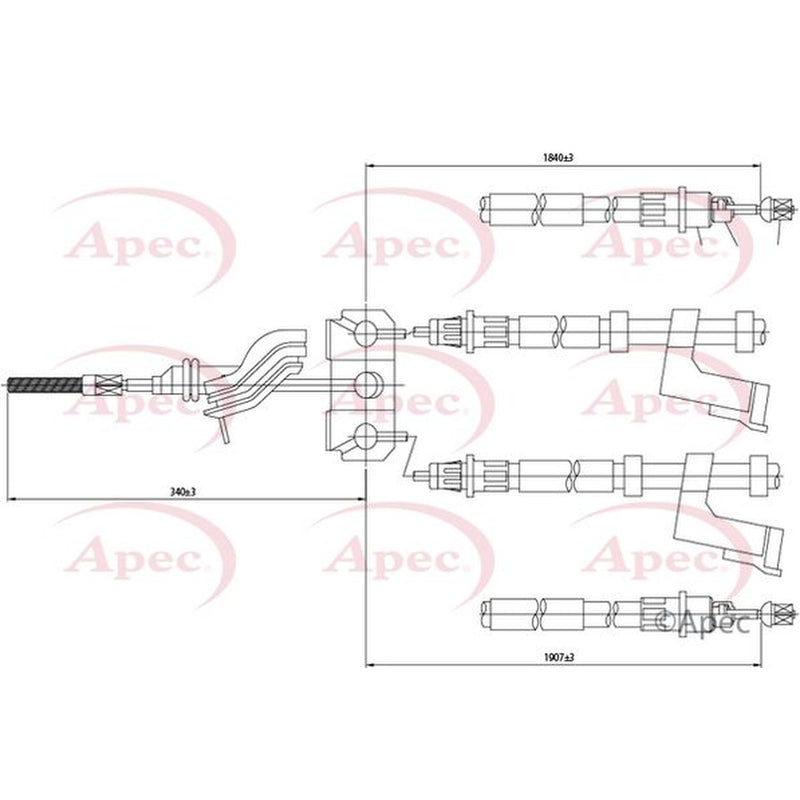 Apec Handbrake Cable Left Rear fits Mazda 3 2003-2014 1.3 1.6 2.0 2.2 2.3