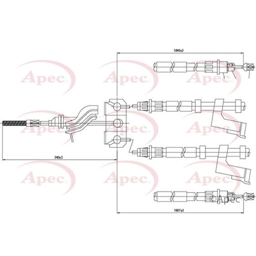 Apec Handbrake Cable Right Rear CAB1368