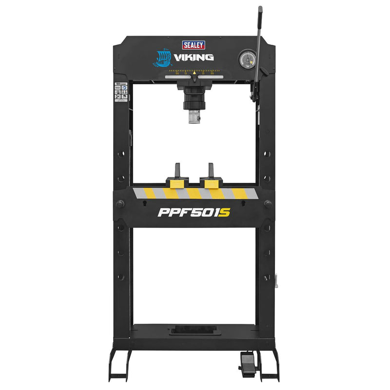 Viking Floor Type Air/Hydraulic Press with Sliding Ram and Foot Pedal 50 Tonne Viking - Dynamic Drive