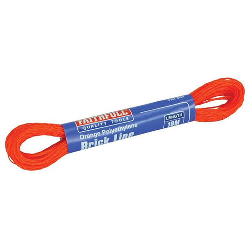 Faithfull 300 Polyethylene Brick Line 18m (59ft) Orange (Box 12) Faithfull - Dynamic Drive