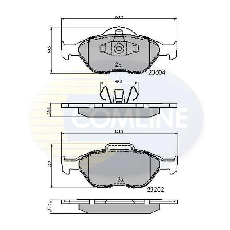 Comline 4 x Front Brake Pad Set fits Ford Courier Box Body 1996-2003 1.3 1.4 1.8