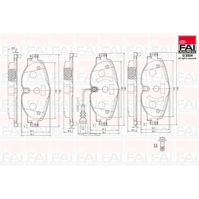 FAI Front Brake Pad Set fits Audi A3 2012-2021 1.0 1.2 1.4 1.5 1.6 1.8