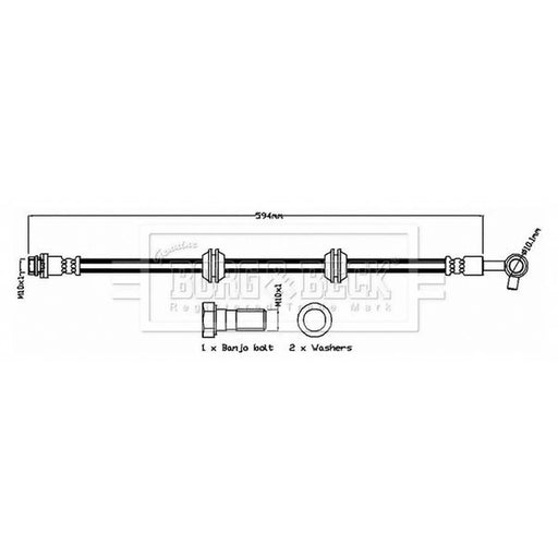 Borg & Beck Brake Hydraulic Hose Line Rear Ri BBH8736