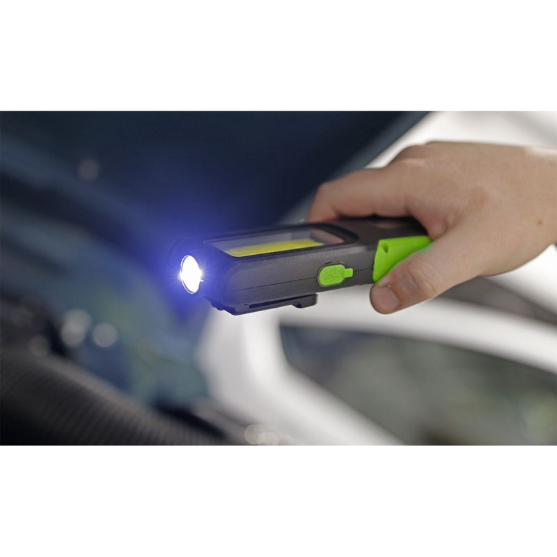 Sealey LED318 Rechargeable Inspection Lamp 5W COB + 3W LED + Power Bank Green Sealey  - Dynamic Drive