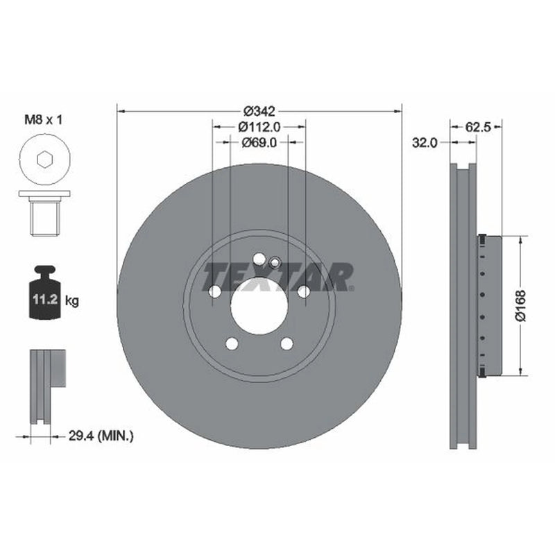 Textar 2 x Two-Piece Front Brake Disc Brake Discs 92358425-x2