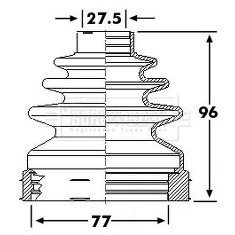 Borg & Beck Drive Shaft Bellow Kit transmission sided BCB6244