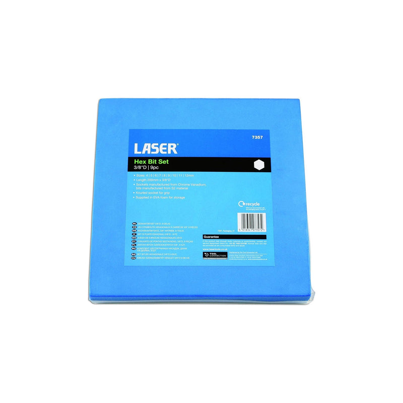 Laser Extra Long Hex Socket Bit Set 3/8"D 9pc 7357 Laser - Dynamic Drive