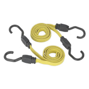 Sealey 2pc Flat Bungee Cord Set 910mm-2200mm Heavy-Duty Steel Hooks Strap BCS18 Sealey  - Dynamic Drive