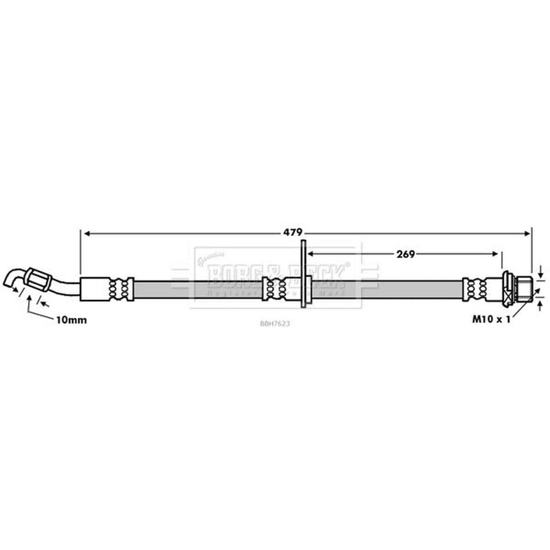 Borg & Beck Brake Hydraulic Hose Line Rear Left BBH7623