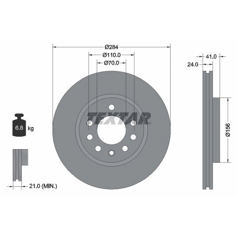 Textar 2 x Internally Vented Brake Discs 92066200