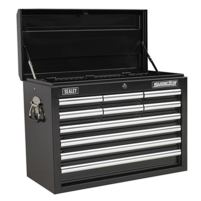 Sealey Topchest 10 Drawer with Ball-Bearing Slides Black AP33109B Sealey - Dynamic Drive