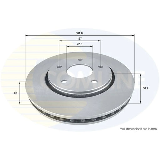Comline 2 x Front Brake Discs ADC2324V-x2