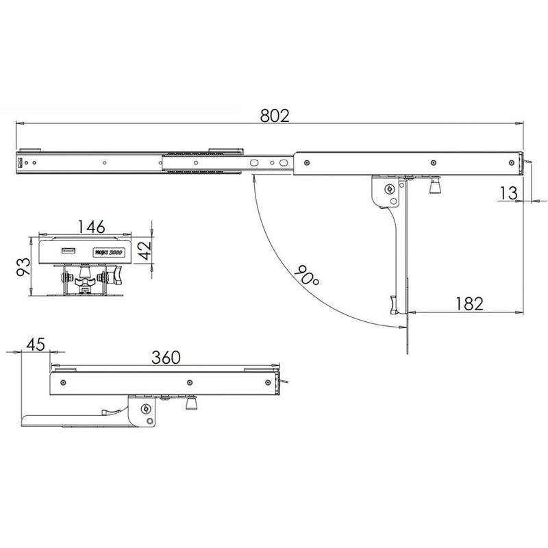 Sliding LCD TV Ceiling Bracket for Campers Nova - Dynamic Drive