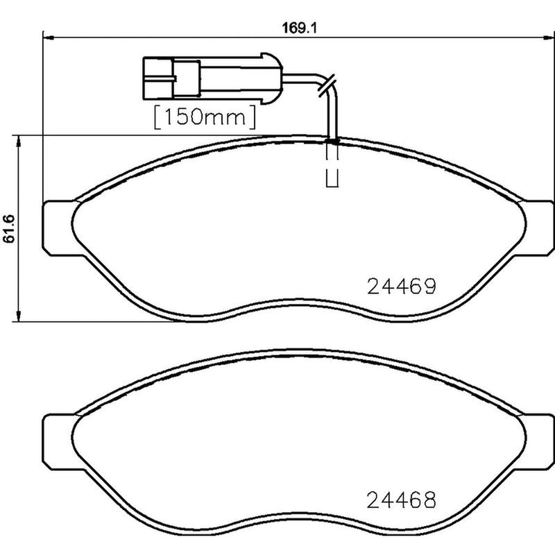 Brembo 4 x Front Brake Pad Set fits Citroën Relay III 2006-2023 2.0 2.2 3.0