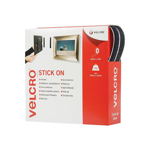 Velcro® Brand VELCRO® Brand Stick On Tape 20mm x 10m Black VELCRO® Brand - NN4 Online