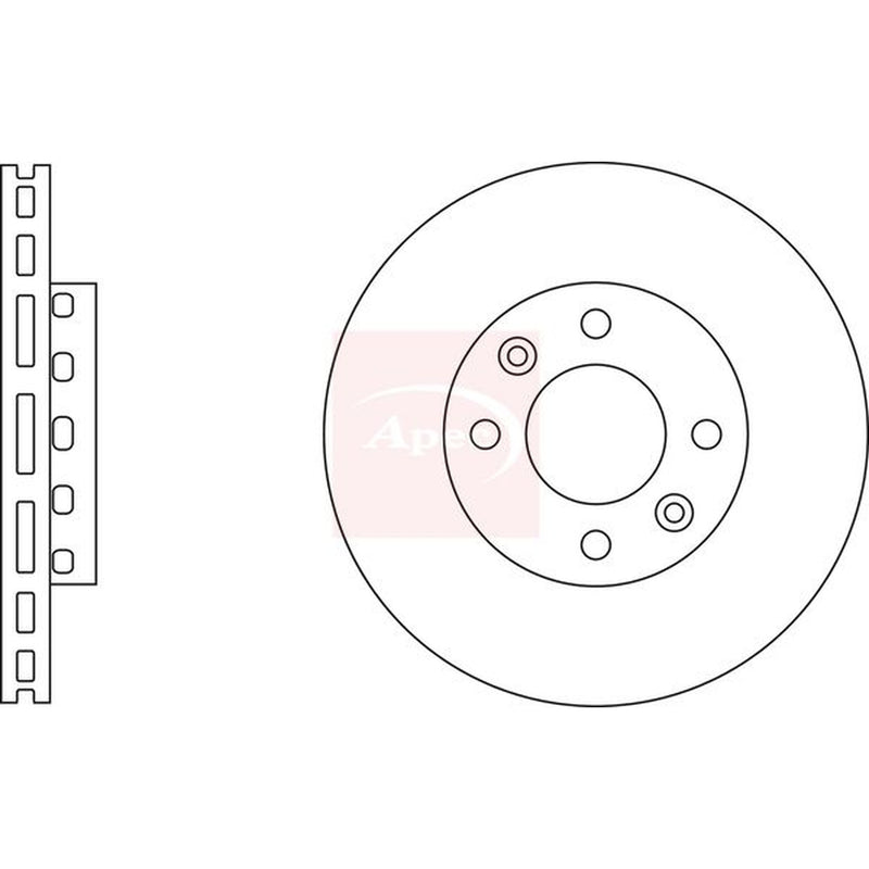 Apec 2 x Vented Brake Discs fits Kia Carens I 2002-2007 1.6 2.0