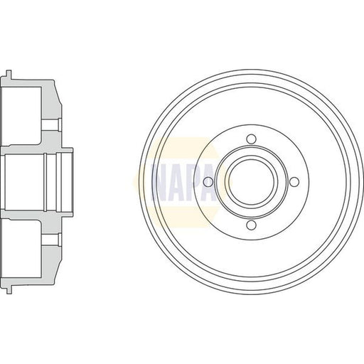 NAPA Brake Drum Assembly Rear fits Dacia Dokker 2012-2021 1.2 1.3 1.5 1.6