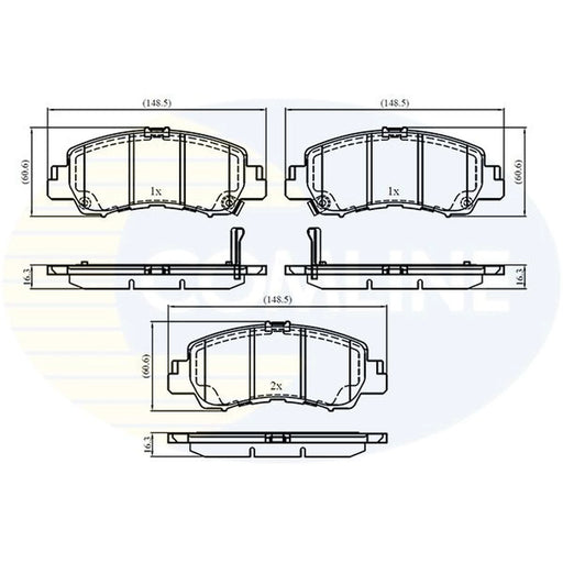 Comline 4 x Front Brake Pad Set fits Mitsubishi Eclipse Cross 2017 on 1.5
