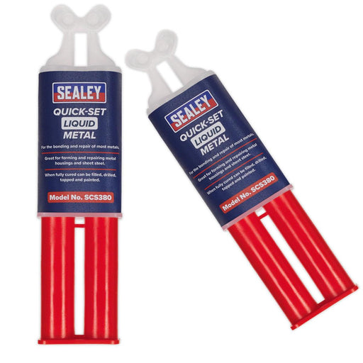 2pk Sealey SCS380 Quick Set Liquid Metal - Chemical Epoxy Metal Repair Syringe Sealey - Dynamic Drive
