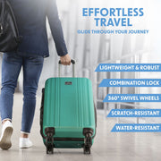 Dellonda 3-Piece Lightweight ABS Luggage Set with TSA Lock  Teal Dellonda  - Dynamic Drive