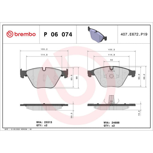 Brembo 4 x Front Brake Pad Set fits BMW 5 2009-2017