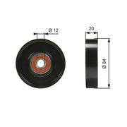 Gates V-Ribbed Belt Tensioner Pulley 84mm OD Wide T36321