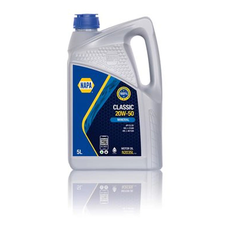 NAPA Engine Mineral Oil 5L SE 20W-50 fits Hyundai I10 I 2008-2011 1.2