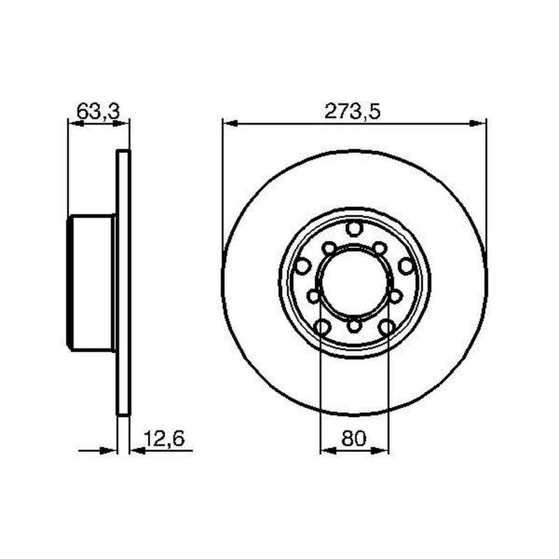 Bosch 2 x Solid Brake Discs fits Mercedes-Benz /8 1968-1977