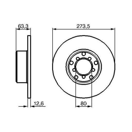 Bosch 2 x Solid Brake Discs fits Mercedes-Benz /8 1968-1977