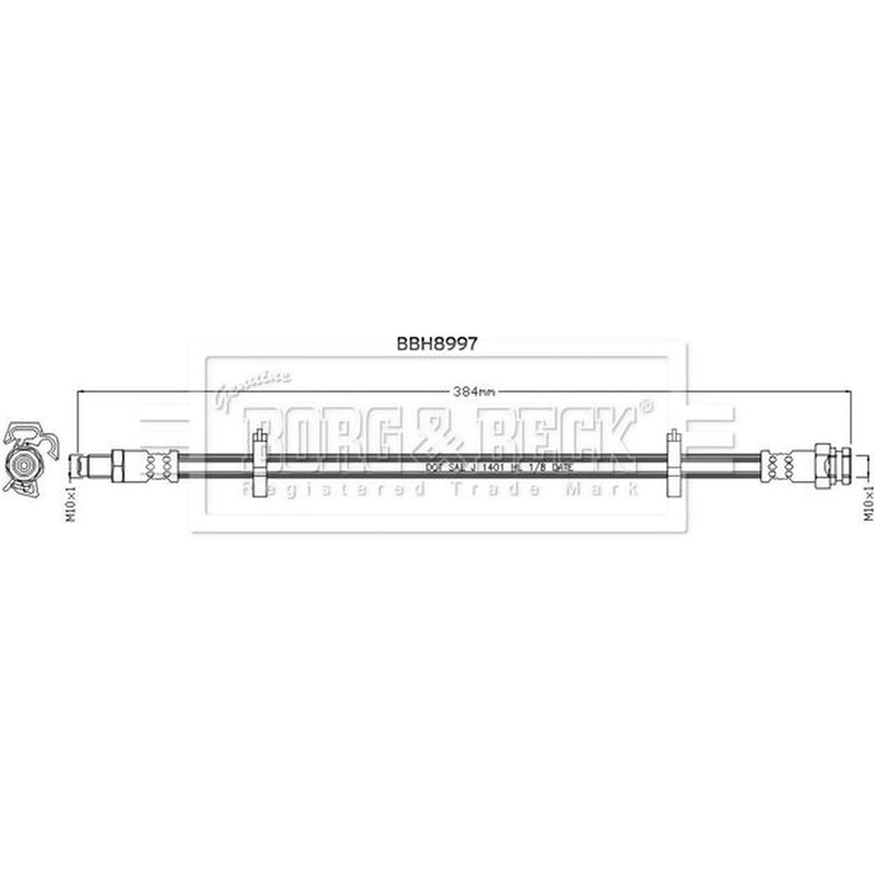 Borg & Beck Brake Hydraulic Hose Line Front Right BBH8997